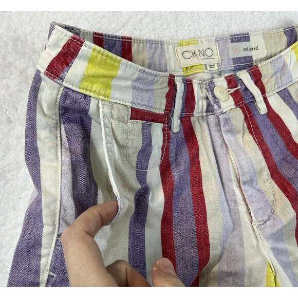 Chino by Anthropologie Shorts Womens Sz 25 Striped Relaxed Preppy Breathable - Picture 5 of 12